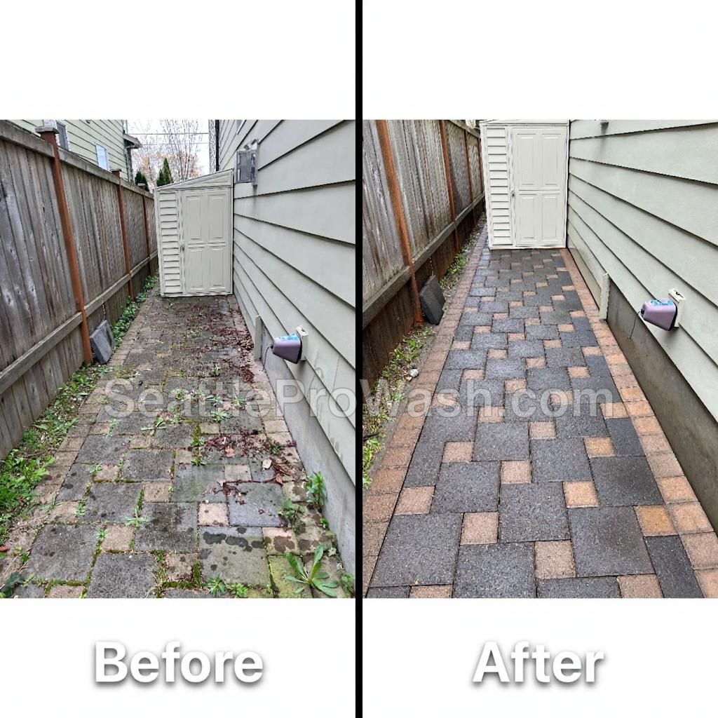 Patio pressure washing before and after in the Seattle area